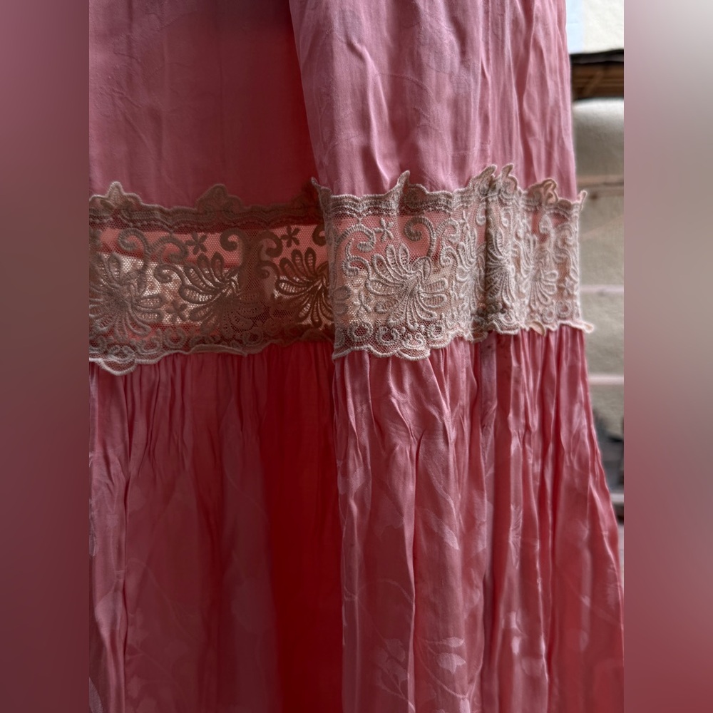 Free People x Spell & Gypsy Collective Ocean Maxi Skirt Lace Coral Pink Boho - Picture 4 of 8